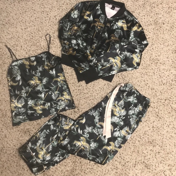Victoria's Secret Other - Victoria’s Secret 3 Piece Rare Tropical Satin PJ